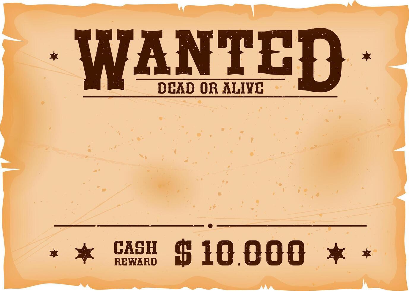 Western wanted banner, Wild West reward poster vector