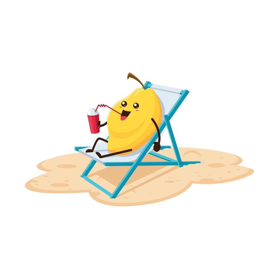 Amusing cartoon fresh quince character on ocean vector