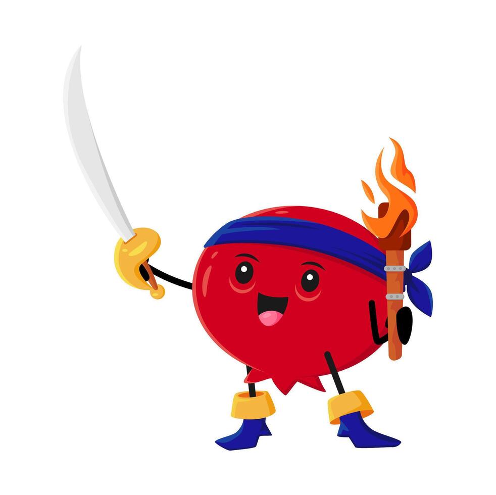 Cartoon cowberry corsair character with cutlass vector