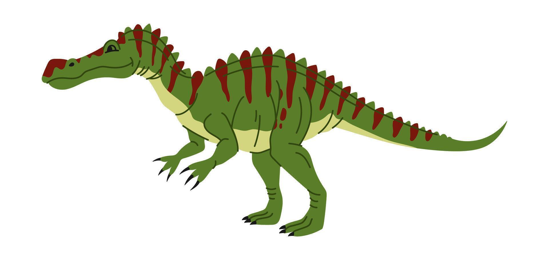 Baryonyx dinosaur childish brontosaurus green dino vector