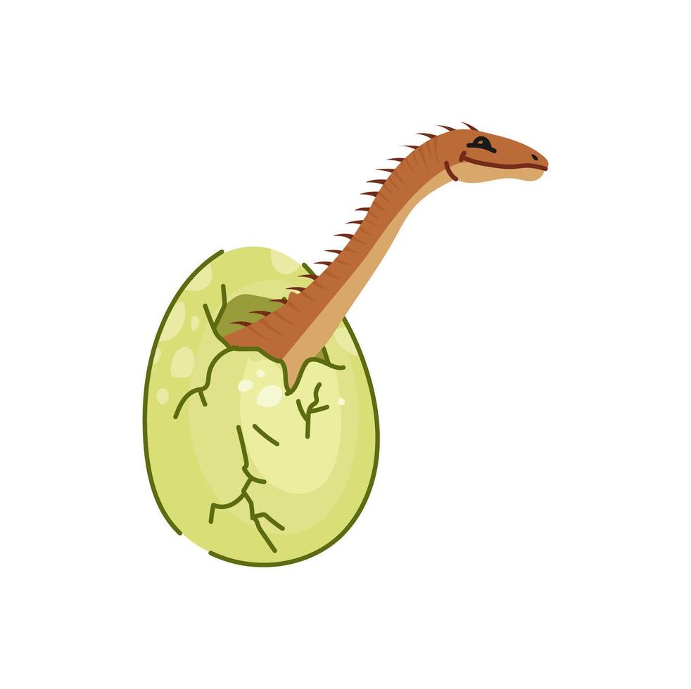 Small dinosaur in egg shell, dino isolated animal vector
