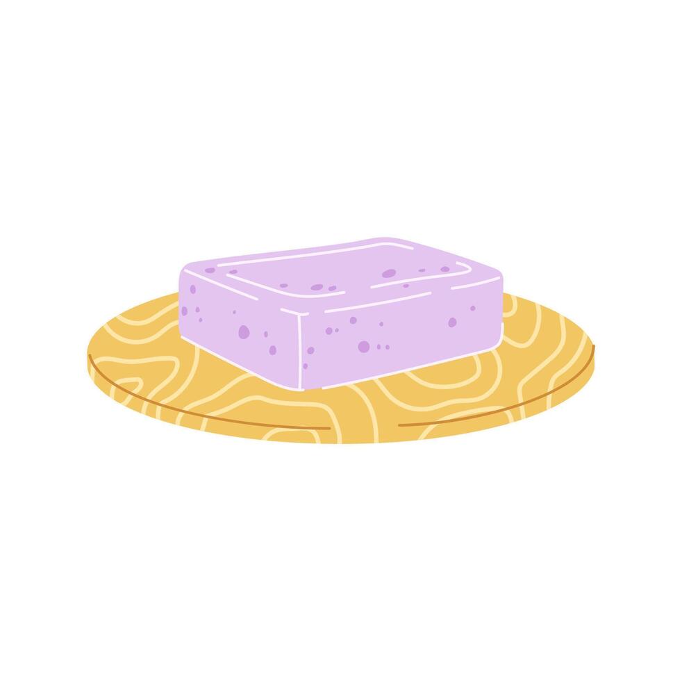 Lavender soap hygiene, spa herbal cosmetics object vector