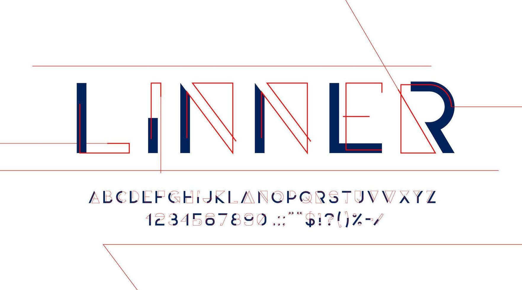 Geometric line font, typeface, alphabet vector