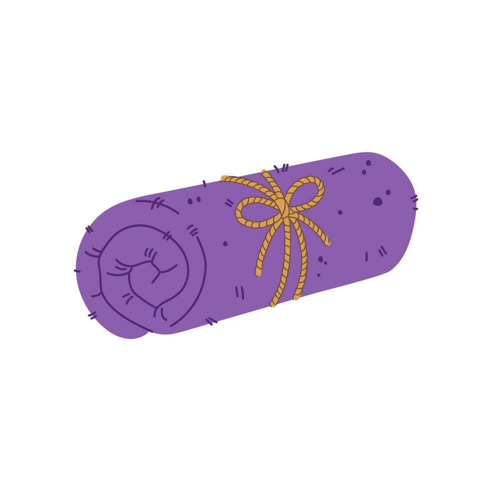 Bound lilac towel with rope fold clean bath fabric vector