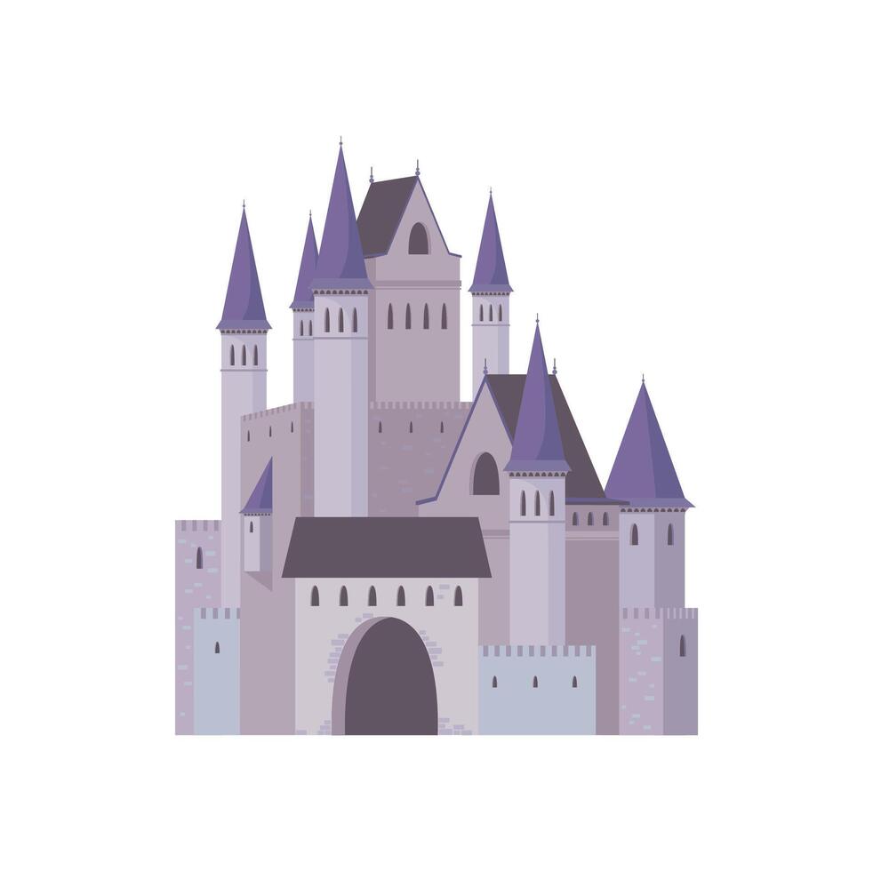 Fairytale castle, fantasy fortress of princess vector
