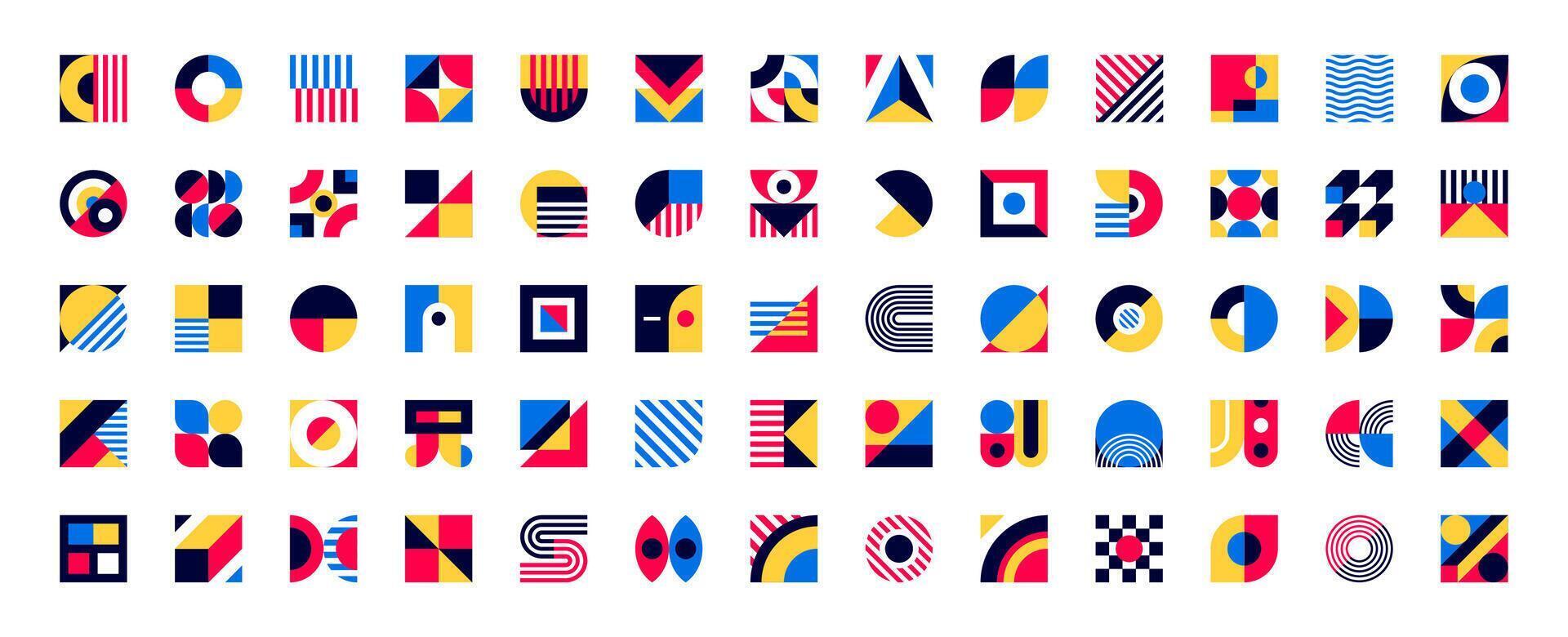Bauhaus elements, abstract set of shapes vector