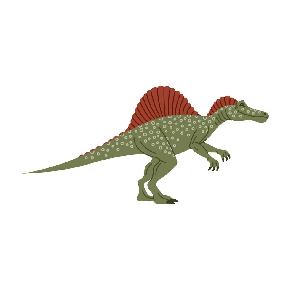 Cartoon Spinosaurus therapod dinosaur, spines back vector