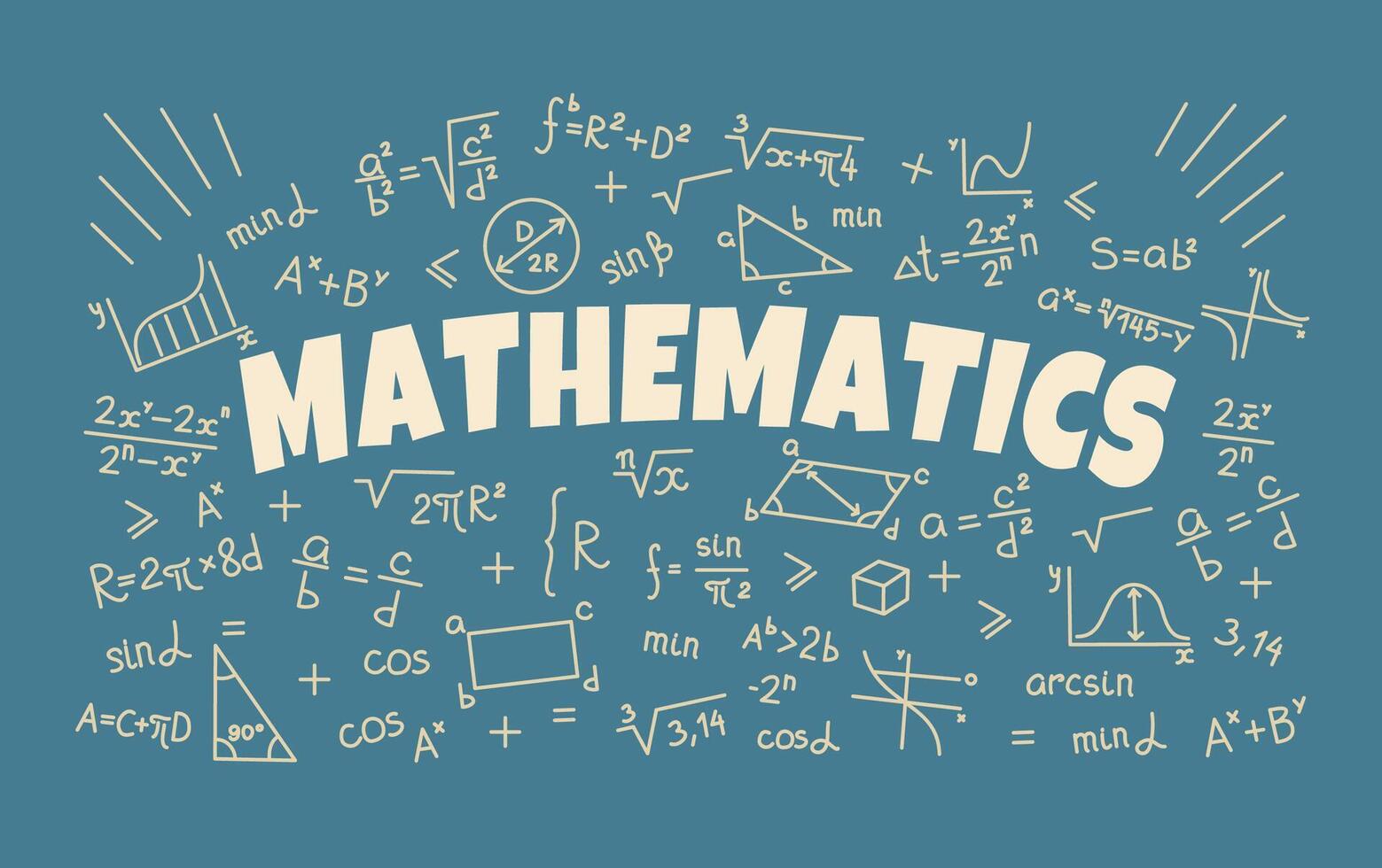 Mathematics background, math symbols and formulas vector