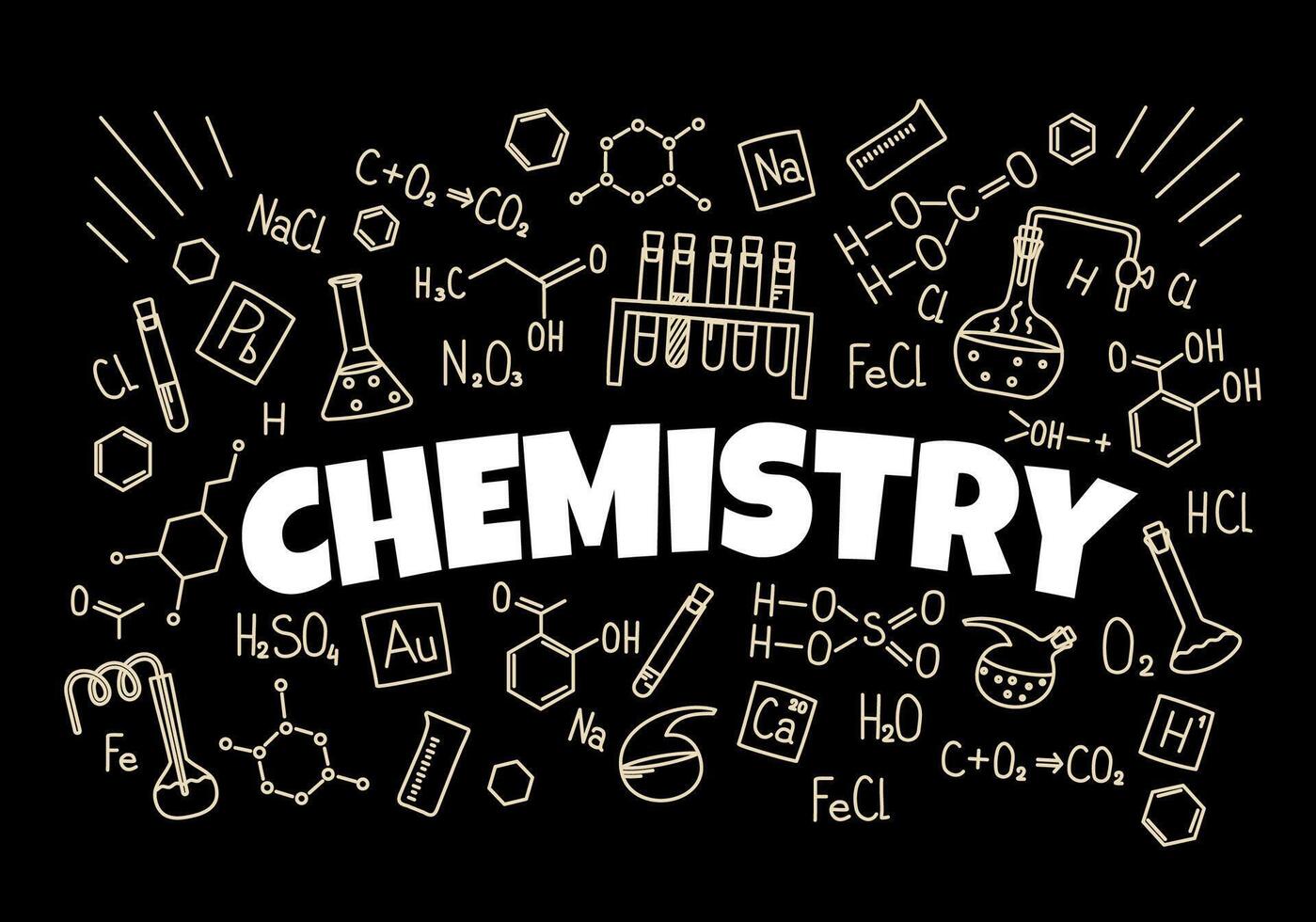 Chemistry background with formulas and symbols vector