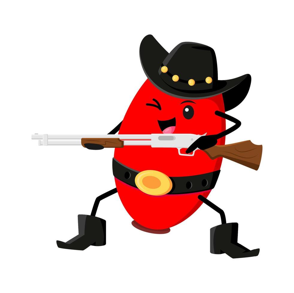 Cartoon rose hip cowboy or ranger funny character vector