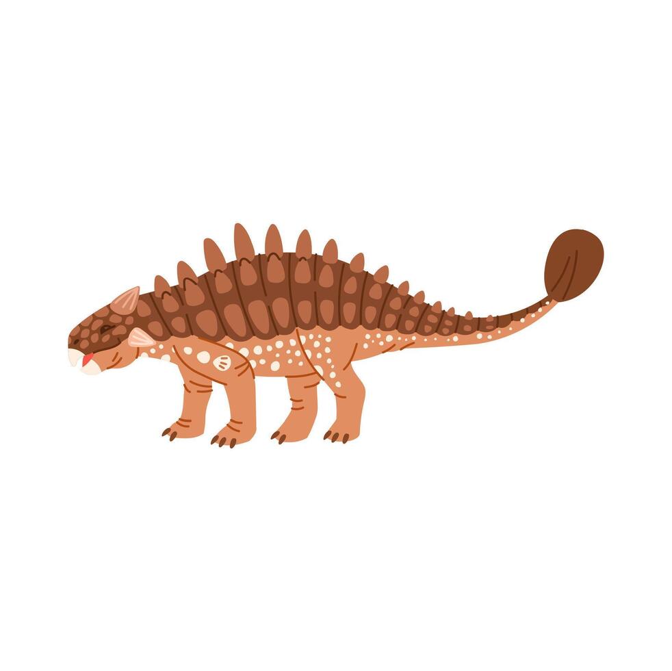 Ankylosaurus with club tail isolated cartoon dino vector
