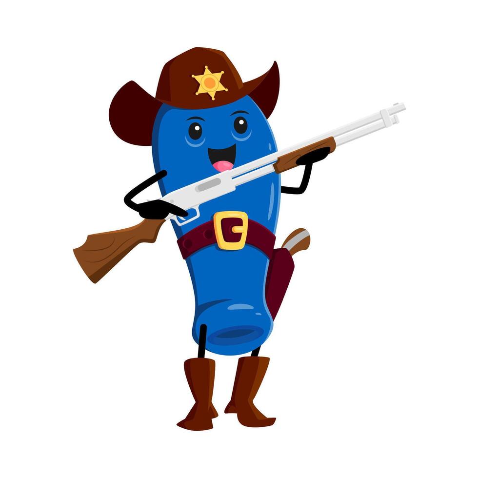 Cartoon honey berry cowboy sheriff character vector
