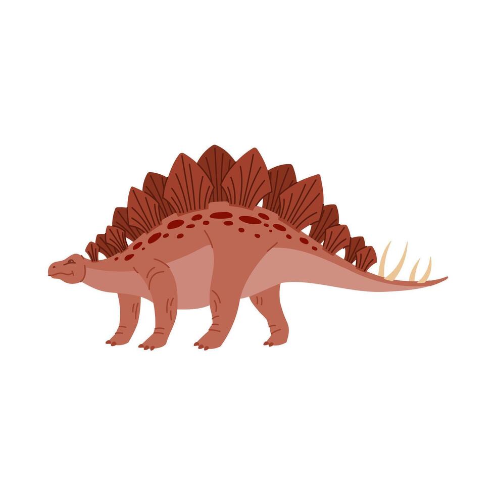 Brown stegosaurus lizard animal isolated dinosaur vector