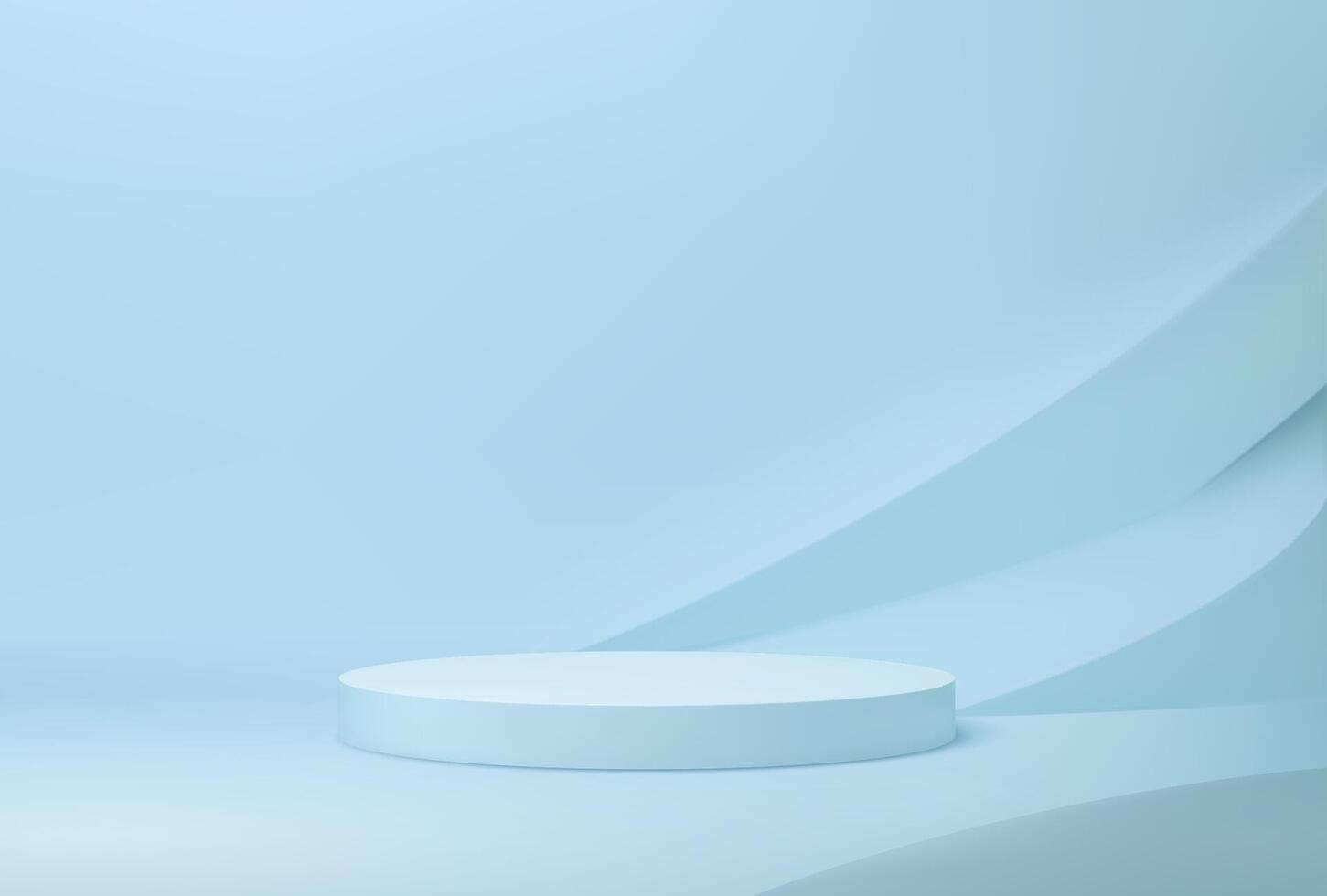 Blue round podium 3d realistic platform mockup vector