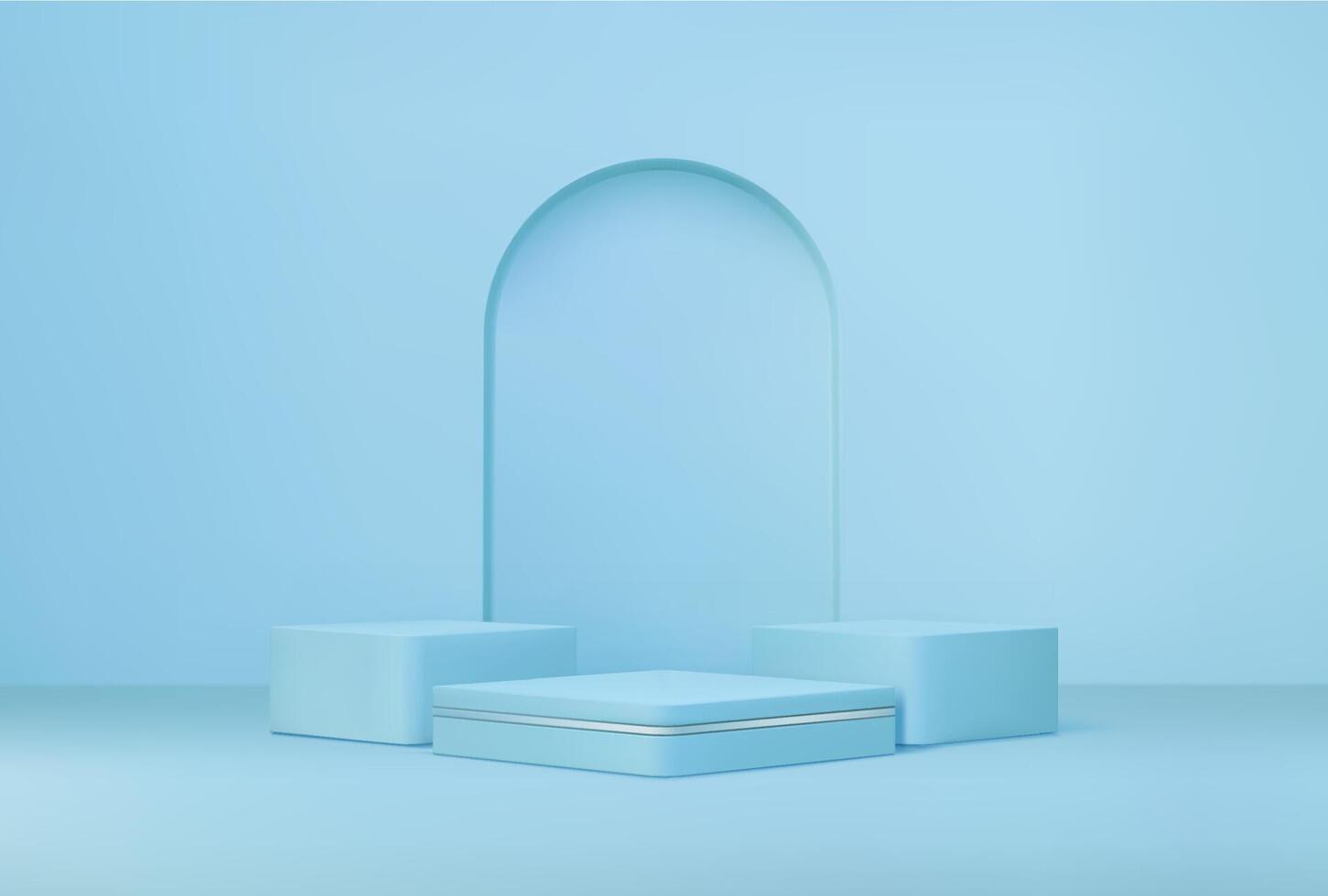 Blue podium with arch 3d realistic platform vector
