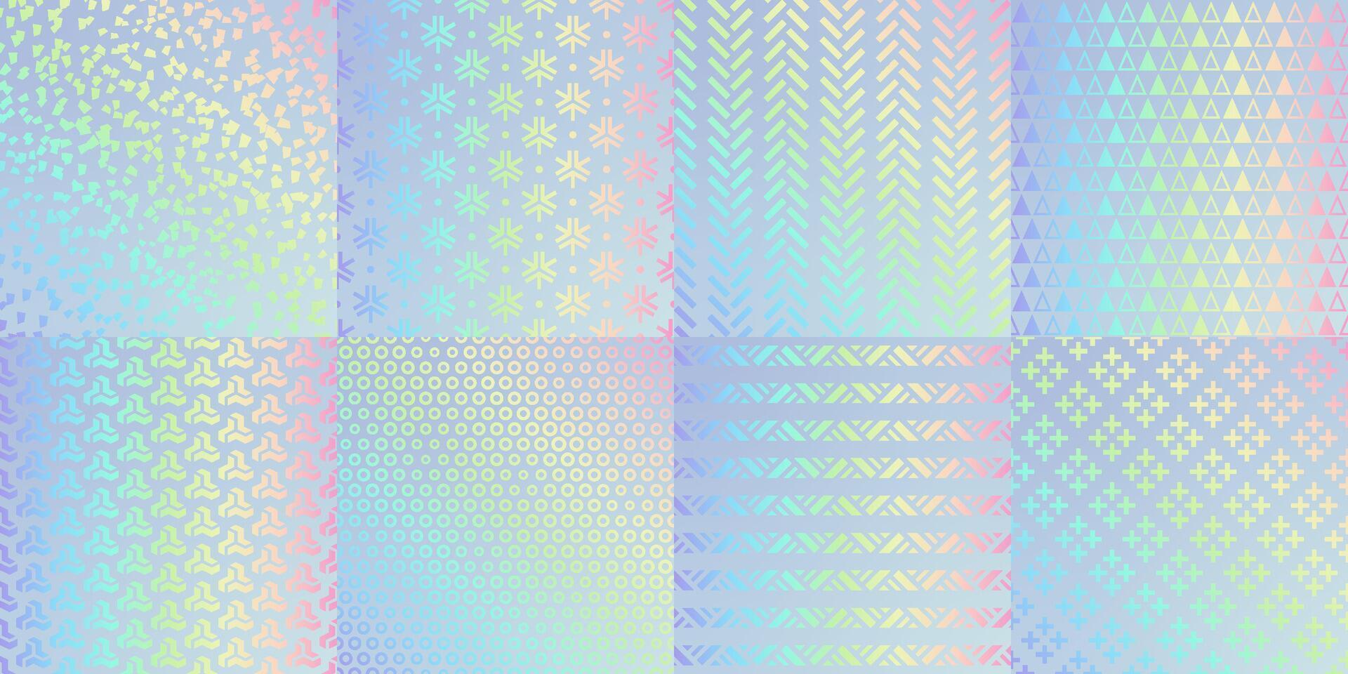 Hologram texture patterns glitter foil and rainbow vector