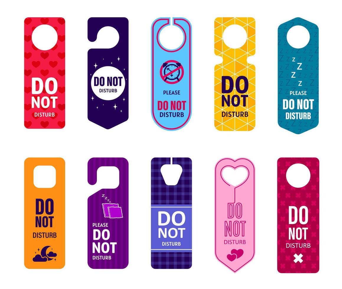 Do not disturb hotel signs isolated hangers vector