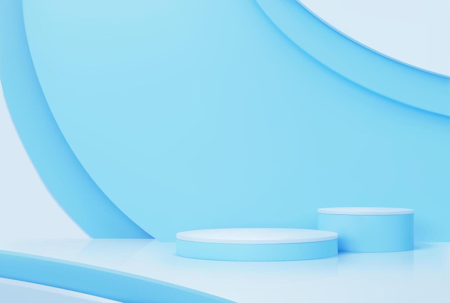 Blue podium for cosmetics, round platforms vector