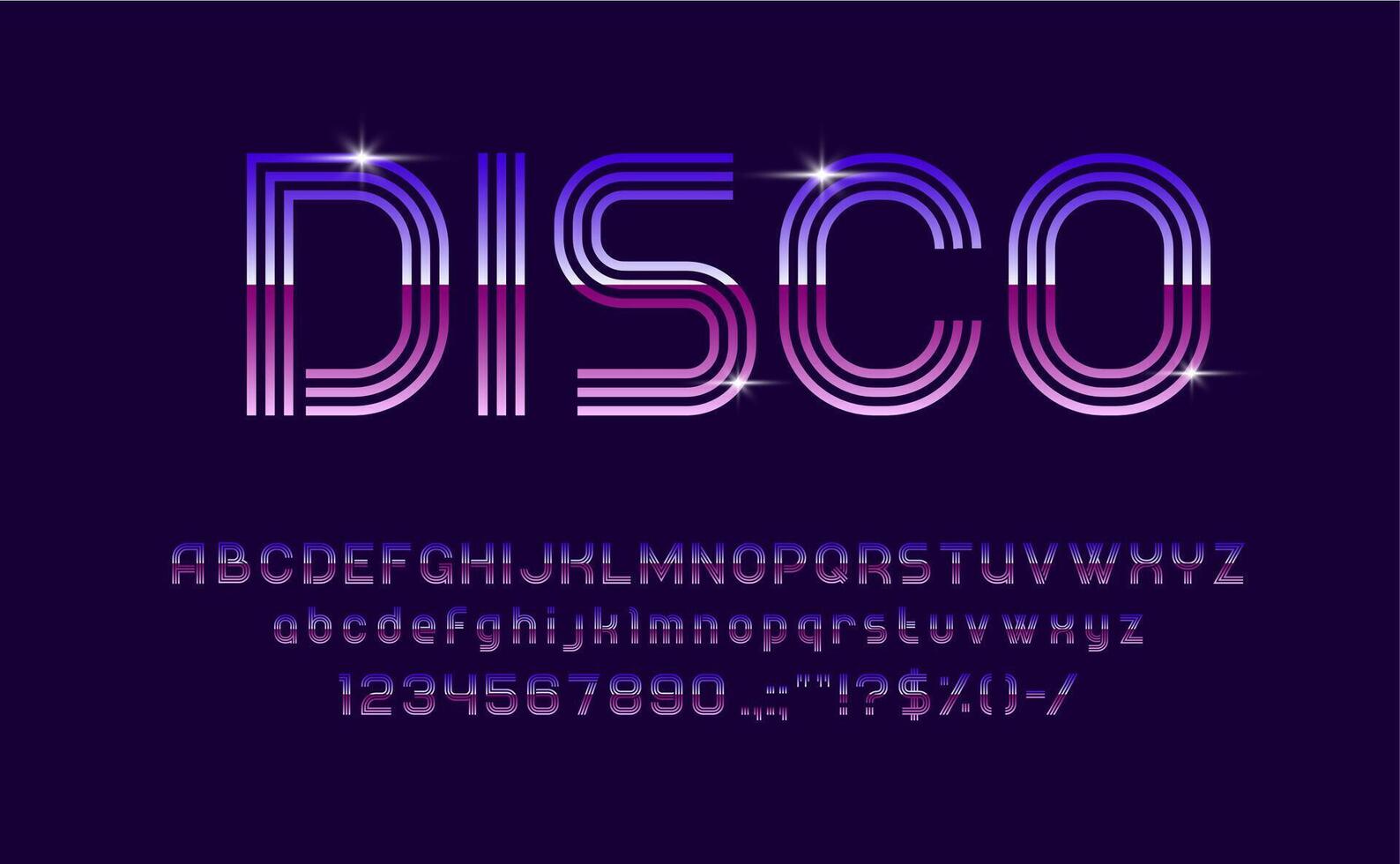 Disco DJ music font type, typeface modern alphabet vector