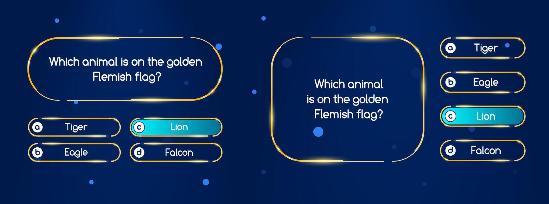 Quiz questions and test menu choice digital game vector