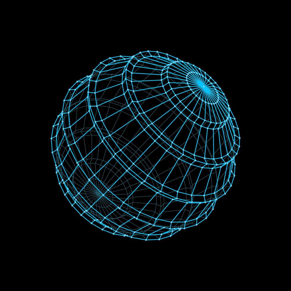 3d futuristic sphere and ball wireframe shape vector