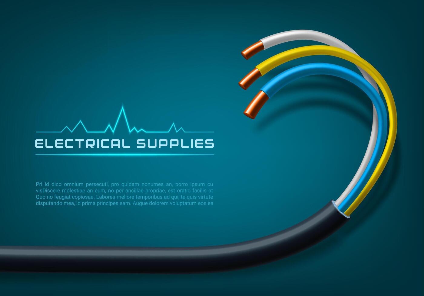 Electrical power cable 3d banner or poster vector