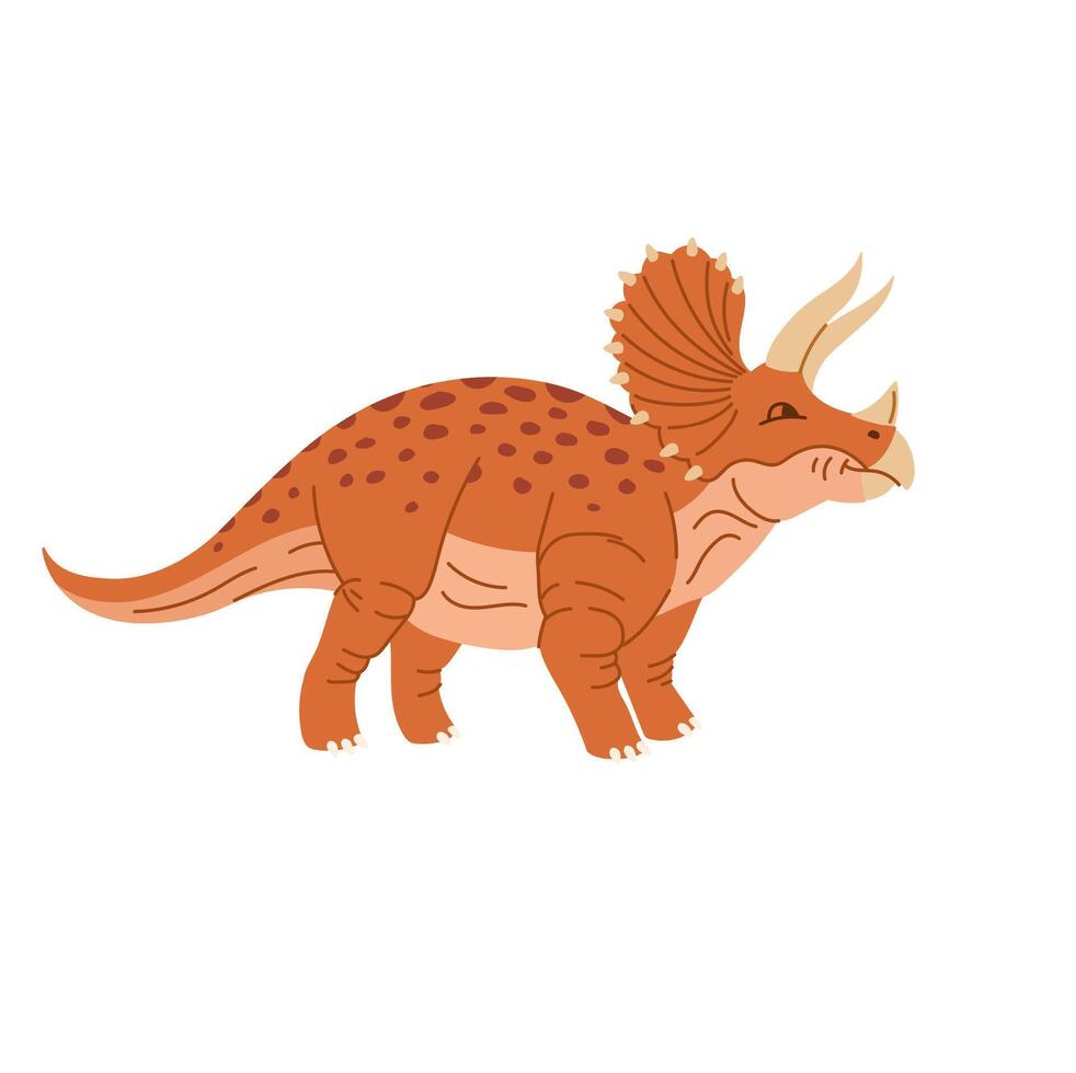 Triceratops isolated dinosaur with three horns vector