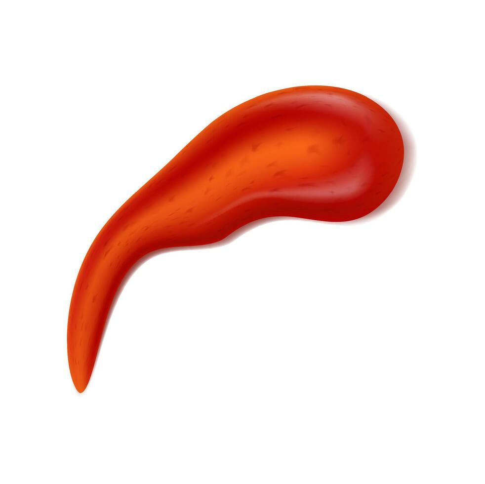 Red ketchup stain or splash, isolated blob vector