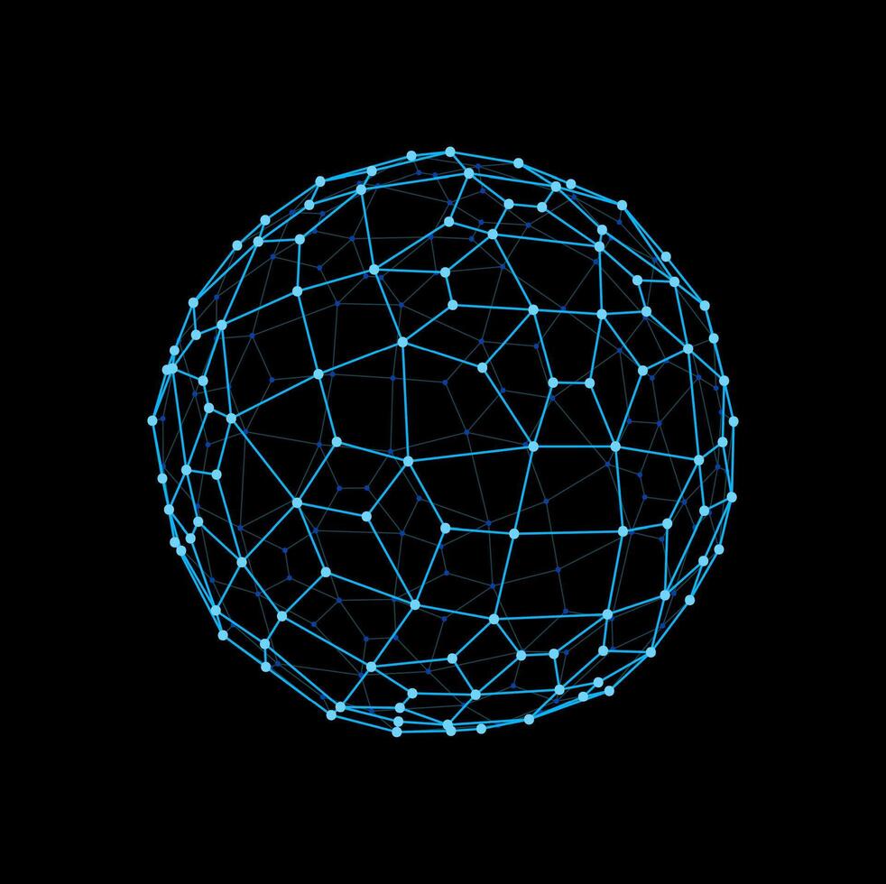 Wireframe sphere and 3d polygon ball shape vector