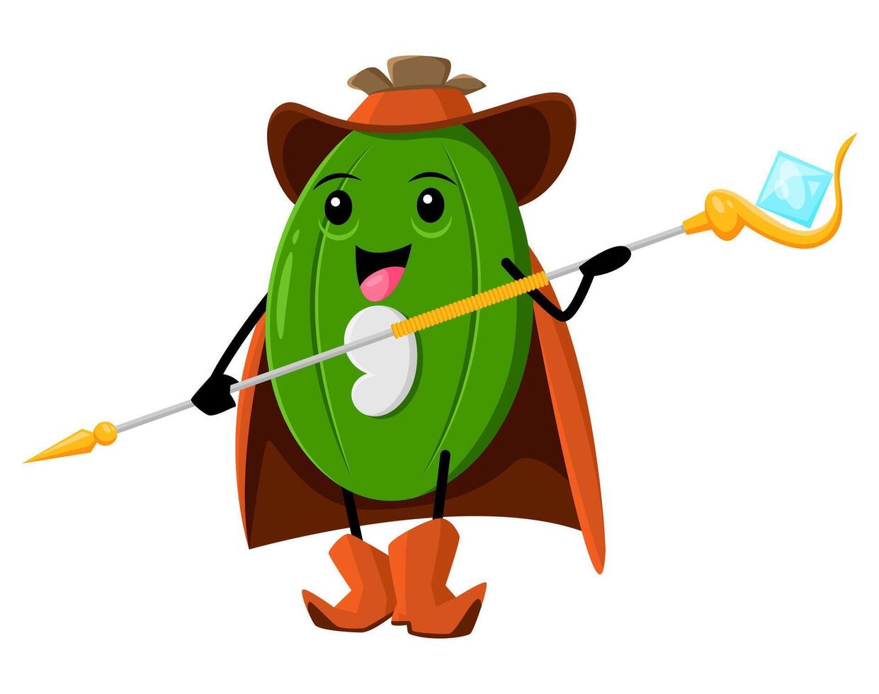 Cartoon feijoa tropical fruit wizard character vector