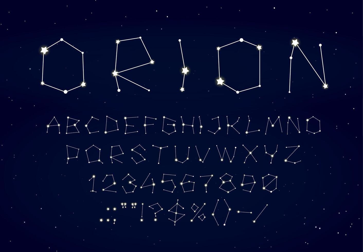 Star space font. Starry galaxy constellation type vector
