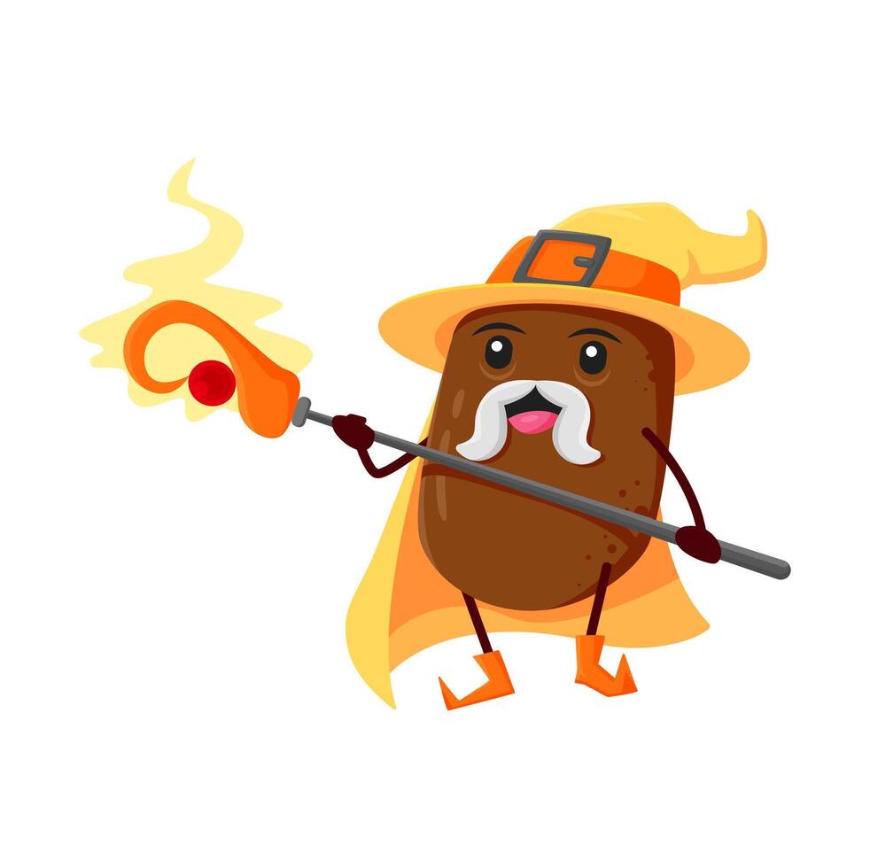 Cartoon kiwi fruit wizard or magician character vector