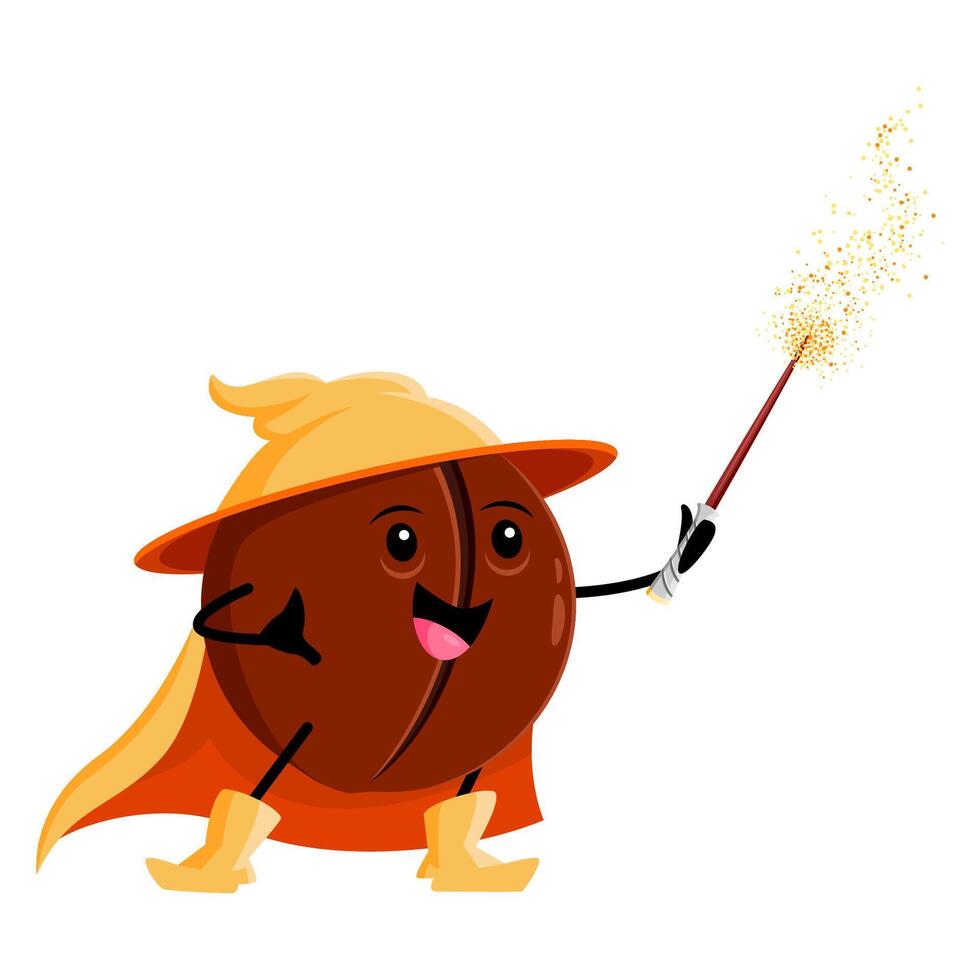 Cartoon macadamia wizard character, magician nut vector