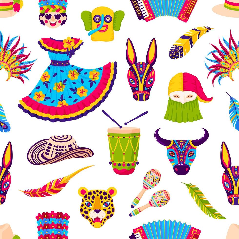 Barranquilla carnival seamless pattern tile vector