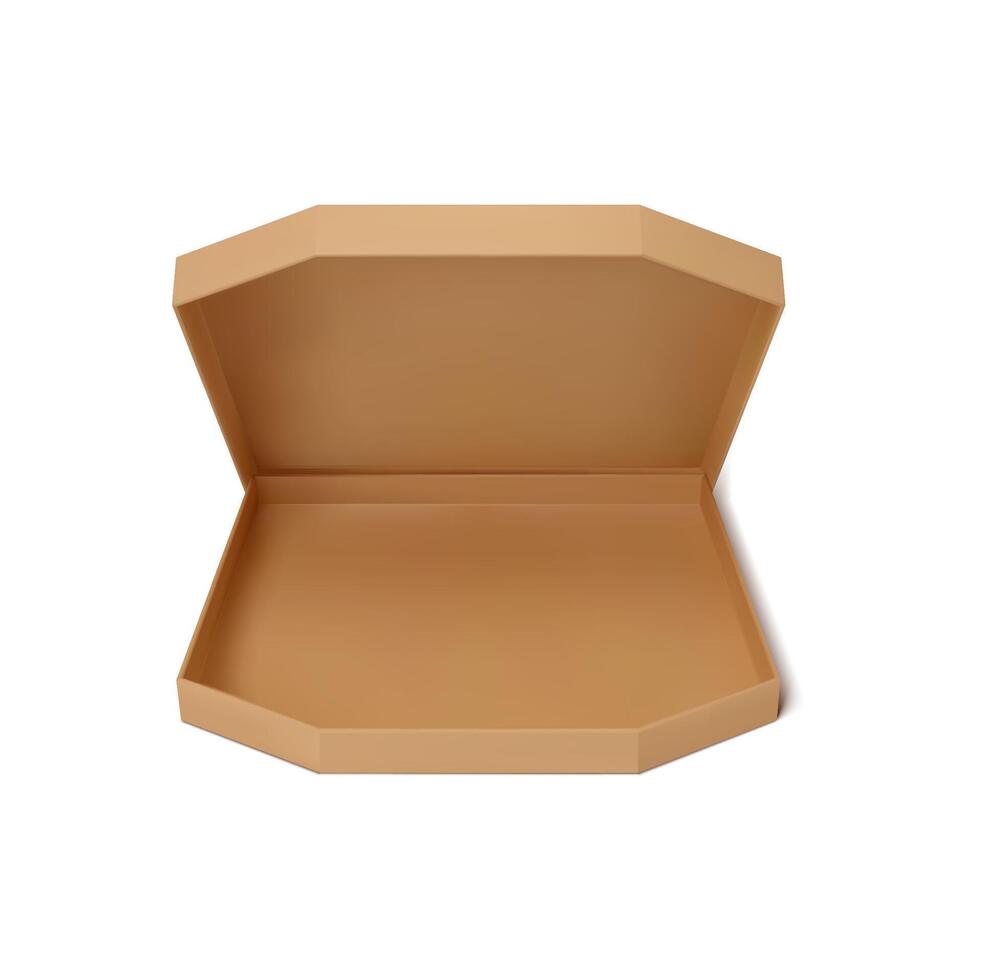 Pizza box, open cardboard package packaging mockup vector