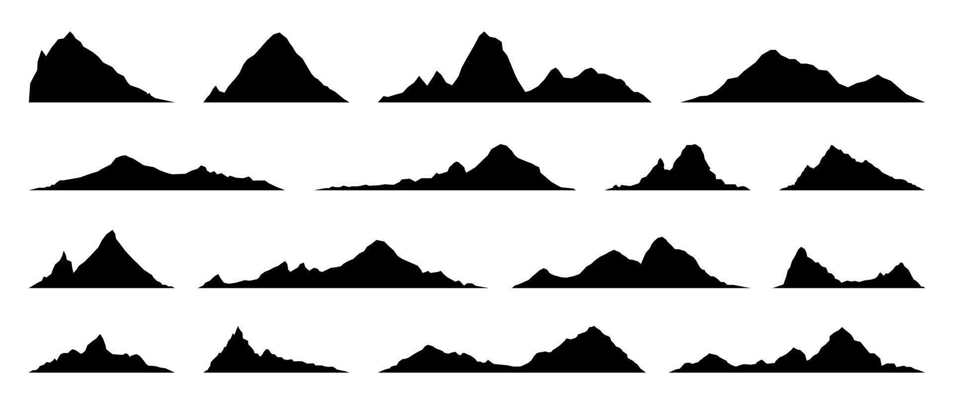 Black hill, rock and mountain isolated silhouettes vector