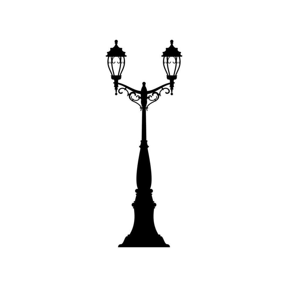 Pole post with illumination lantern, street lamp vector