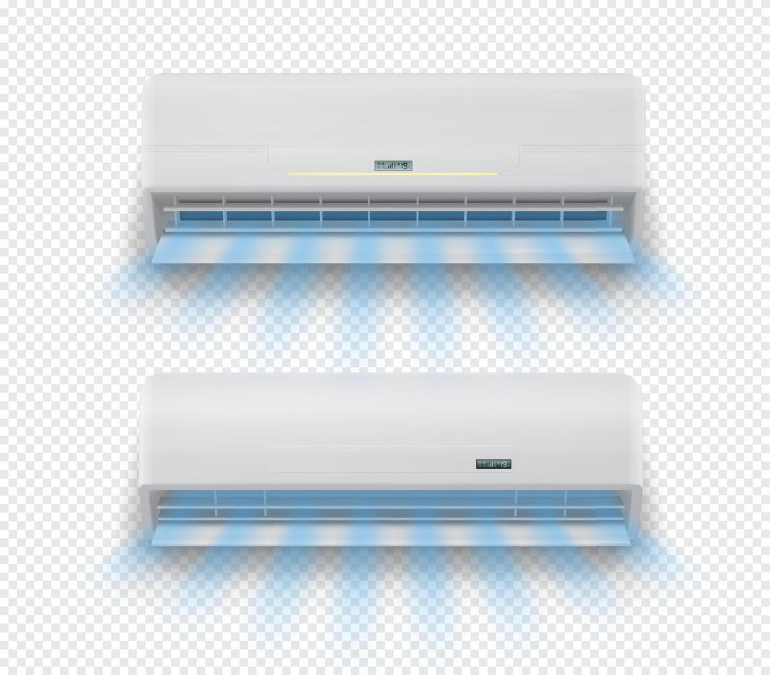 Realistic conditioner split unit cold air flow vector