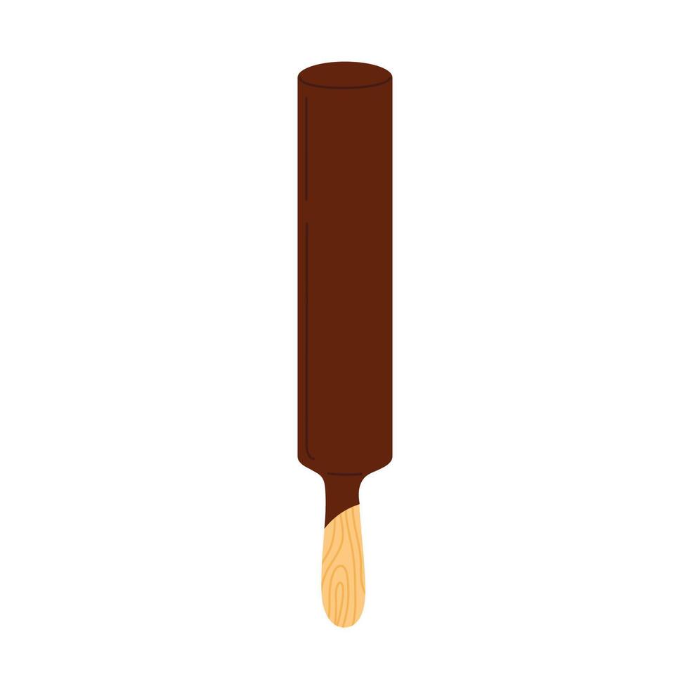 Tasty eskimo icecream chocolate topping on stick vector