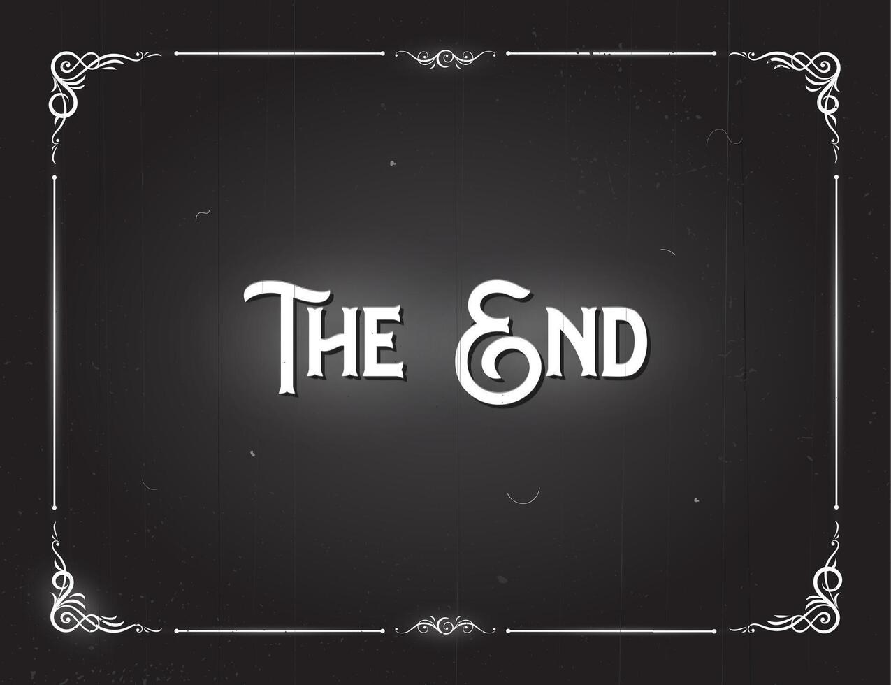Film end screen, silent movie cinema border vector