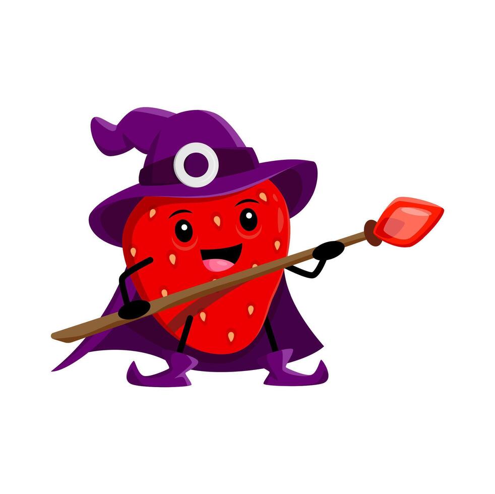 Cartoon strawberry wizard or magician character vector