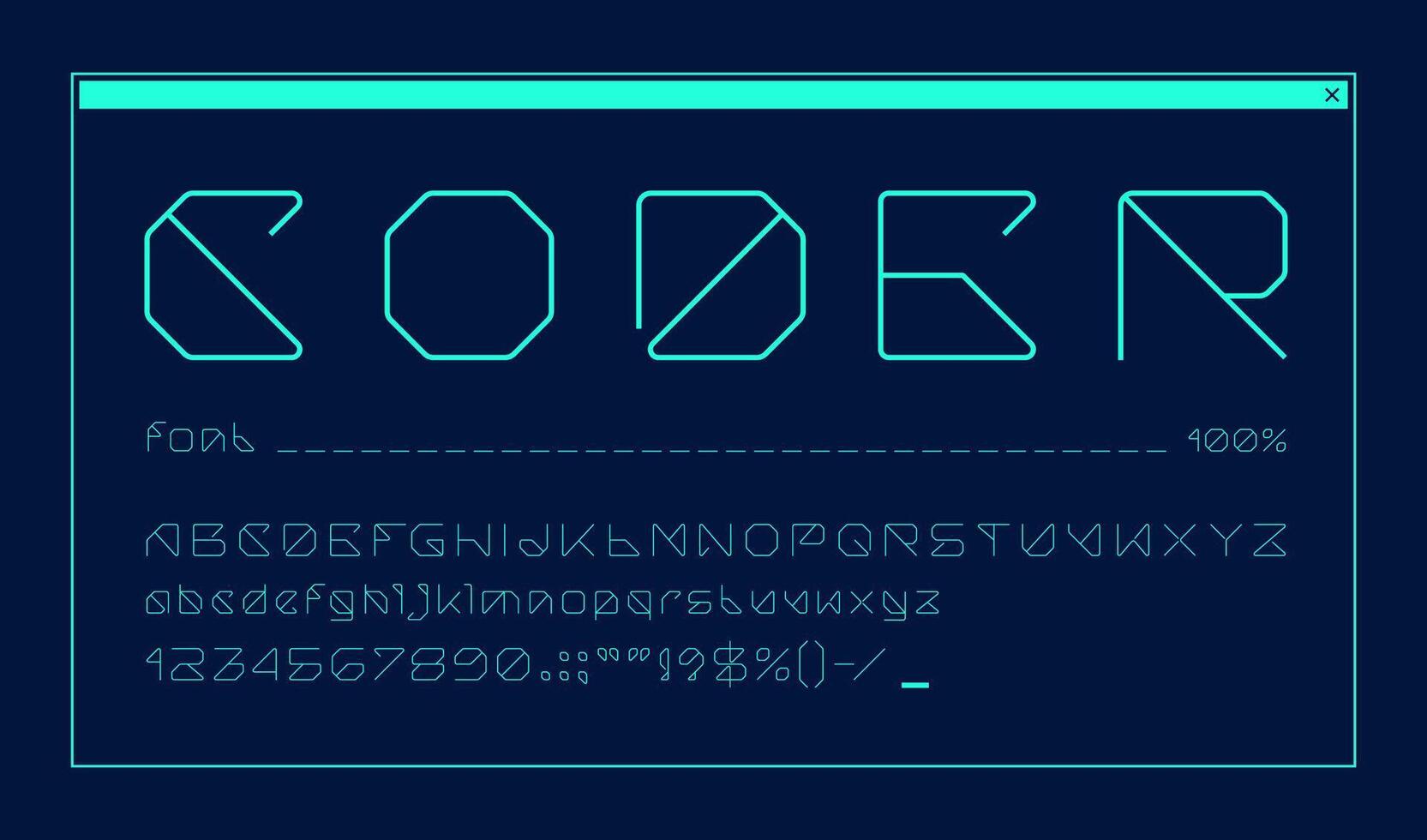 Digital sci fi tech font, type futuristic typeface vector