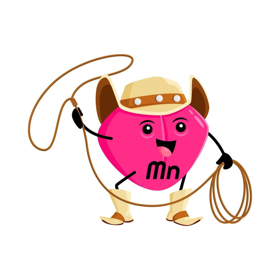Cartoon mn micronutrient cowboy ranger with lasso vector