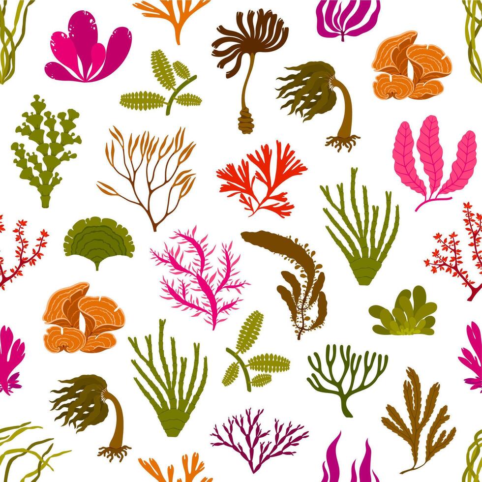Underwater seaweed plants seamless tile pattern vector