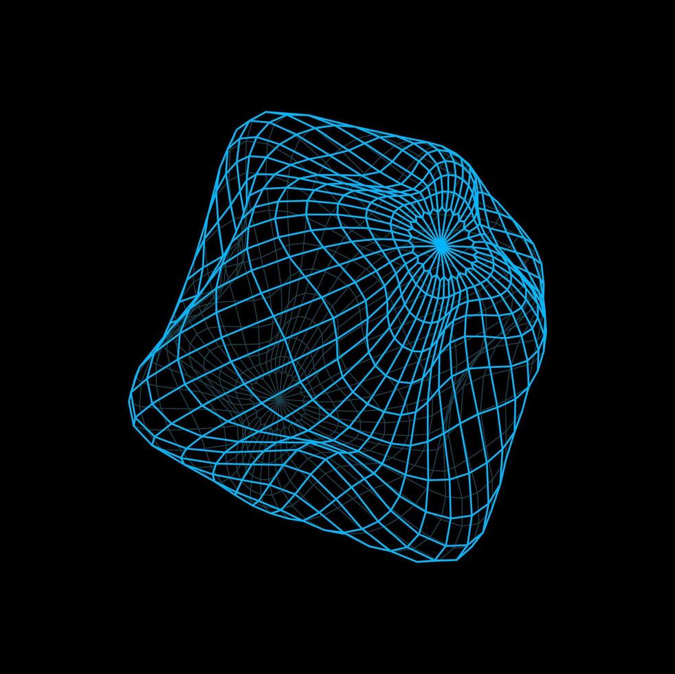 3d futuristic sphere and bent wireframe ball shape vector