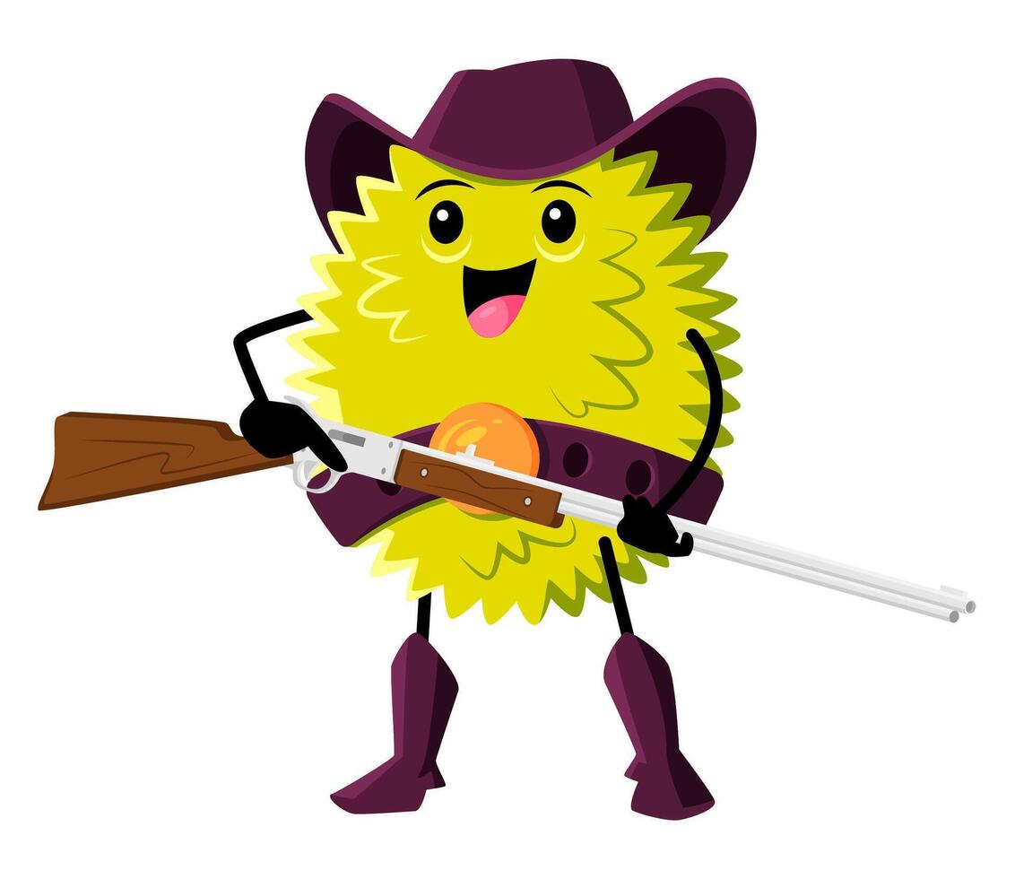 Cartoon durian or jackfruit fruit ranger character vector