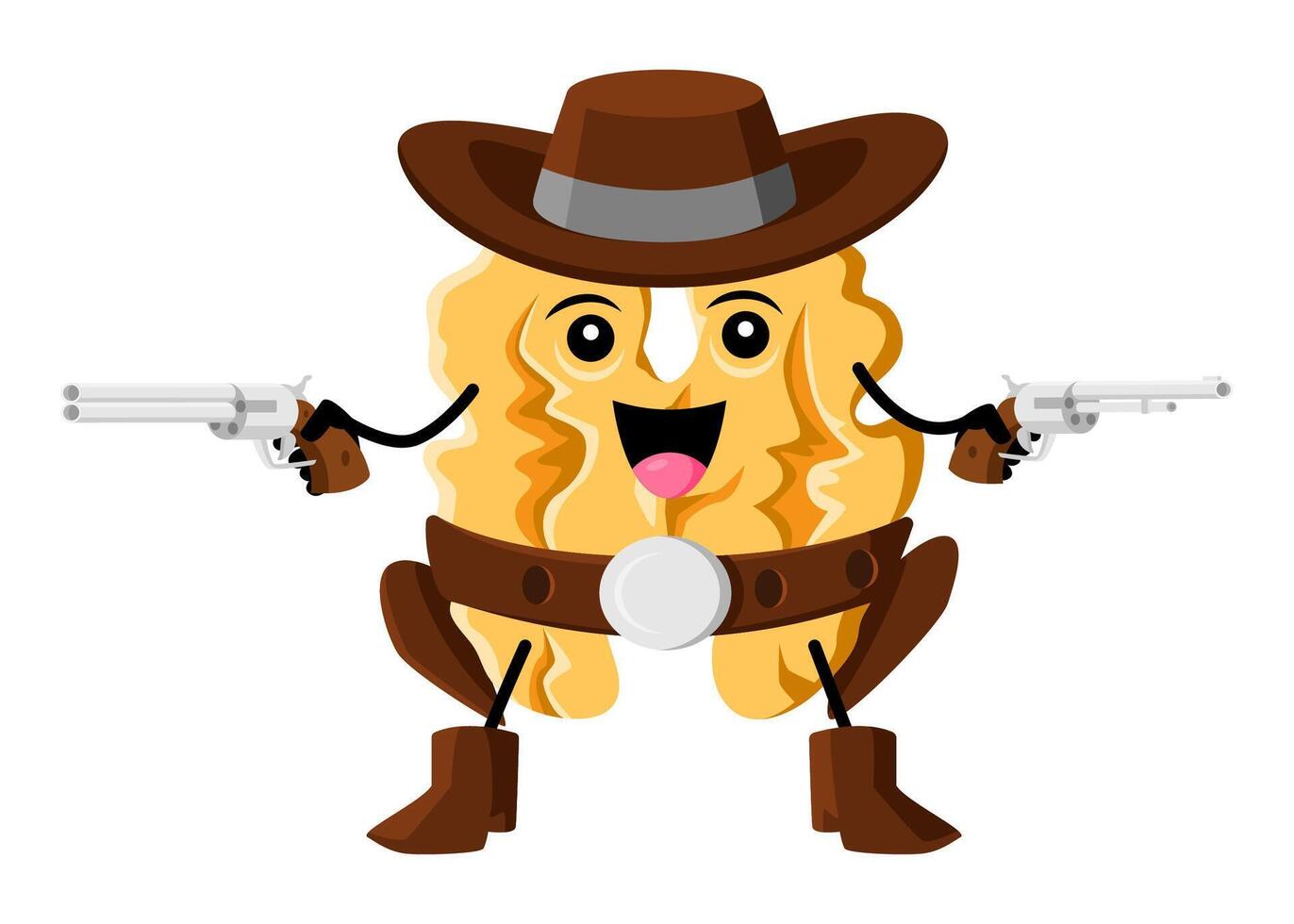 Cartoon walnut nut cowboy or bandit character vector