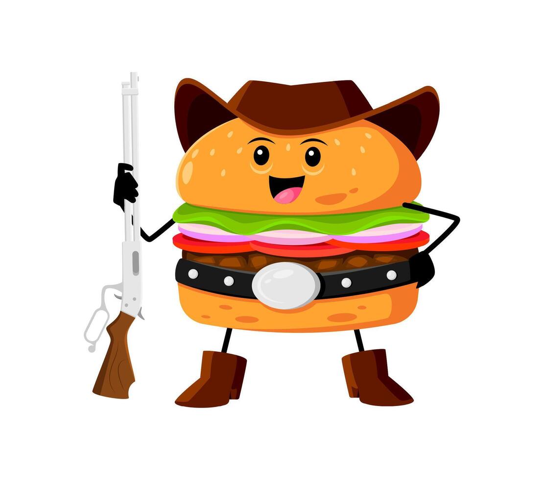 Cartoon fast food hamburger sheriff character vector