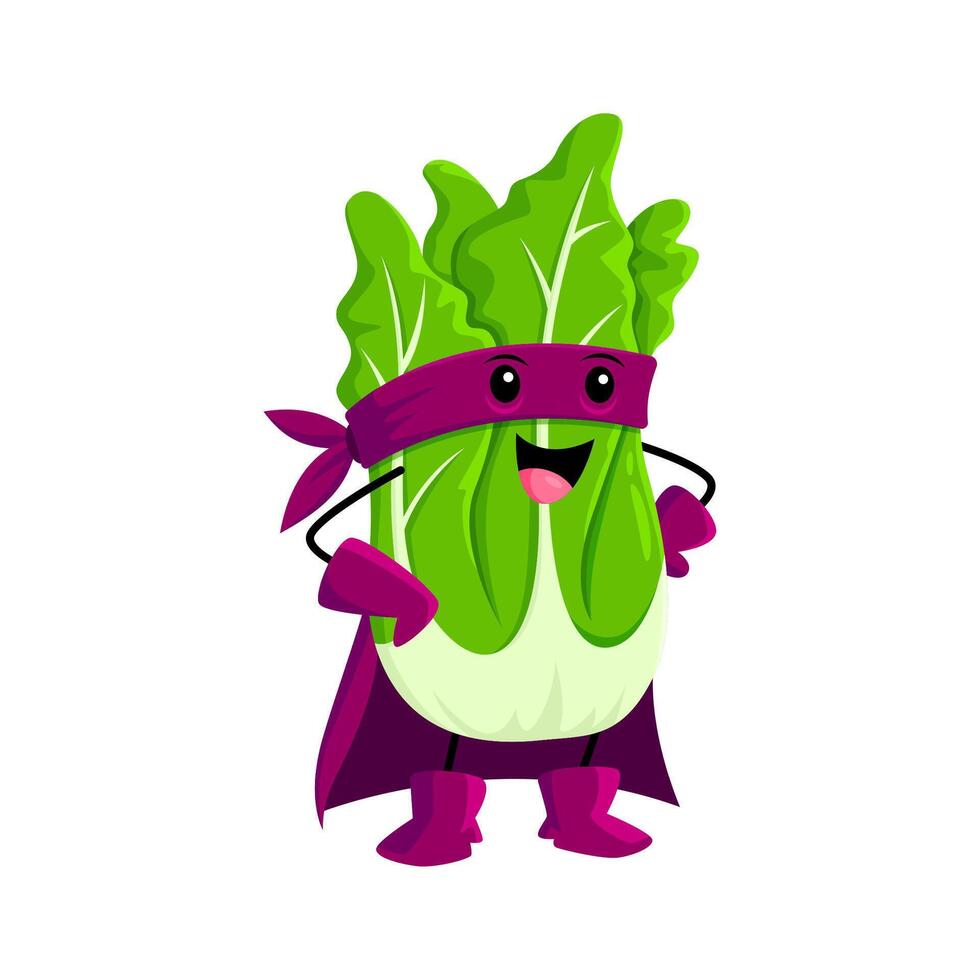 Cartoon romaine cabbage vegetable hero character vector