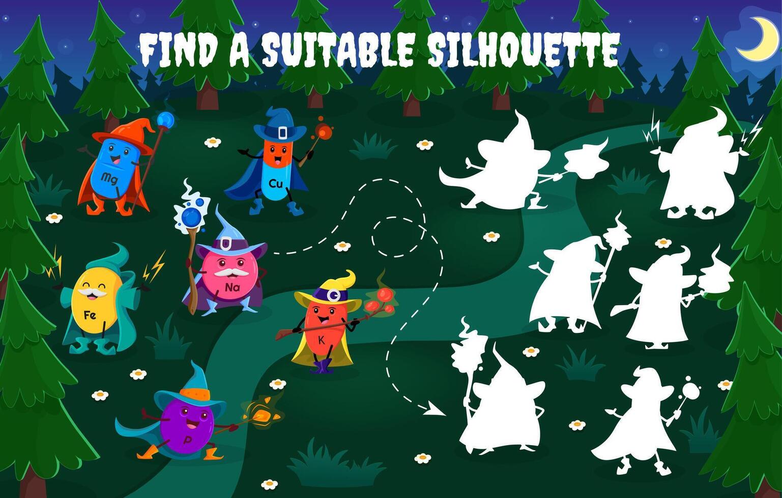 Find a suitable silhouette cartoon mineral wizards vector